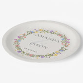 Bloemenkrans Paarse Blush wilde bloemen bruiloft Papieren Bordje (Gekanteld)