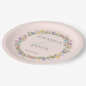 Bloemenkrans Paarse Blush wilde bloemen bruiloft Papieren Bordje (Gekanteld)