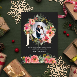 Bloemenkrans Red Joy Botanische Kerstfoto Folie Feestdagenkaart