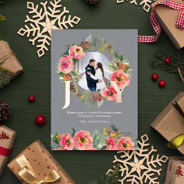 Bloemenkrans Red Joy Botanische Kerstfoto Folie Feestdagenkaart