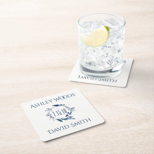 Bloemenkrans reddingsdatum-coaster voor marine kartonnen onderzetters (Insitu)