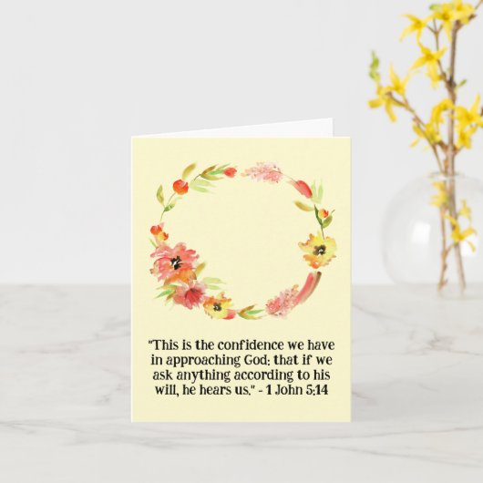 Bloemenkrans religieuze groet inspirerend citaat kaart (Gele Bloem)