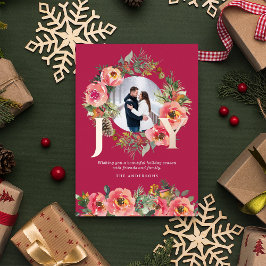 Bloemenkrans Rode Vreugde Botanische Kerst Foto Folie Feestdagenkaart