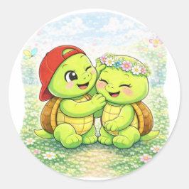 Bloemenkrans Ronde Sticker