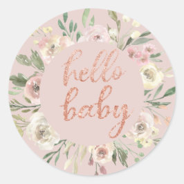 Bloemenkrans & Roos Hallo Baby Gold Ronde Sticker