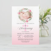 Bloemenkrans Roze DOOP MEISJE | FOTO Kaart (Staand voorkant)