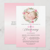 Bloemenkrans Roze DOOP MEISJE | FOTO Kaart (Voorkant / Achterkant)