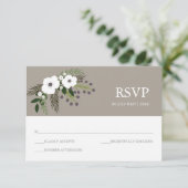 Bloemenkrans RSVP Card - taupe (Staand voorkant)