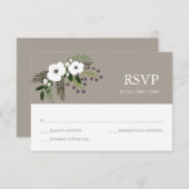 Bloemenkrans RSVP Card - taupe (Voorkant / Achterkant)