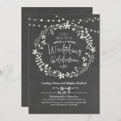 Bloemenkrans Rustieke String Lights Huwelijksuitno Kaart (Voorkant / Achterkant)