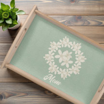 Bloemenkrans Sage Groene Faux Lederen Serving Tray