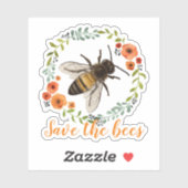  bloemenkrans Save the Bees Sticker (Vel)