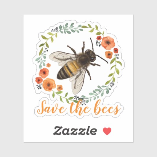  bloemenkrans Save the Bees Sticker (Vel)