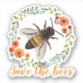  bloemenkrans Save the Bees Sticker (Voorkant)