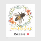  bloemenkrans Save the Bees Sticker (Vel)