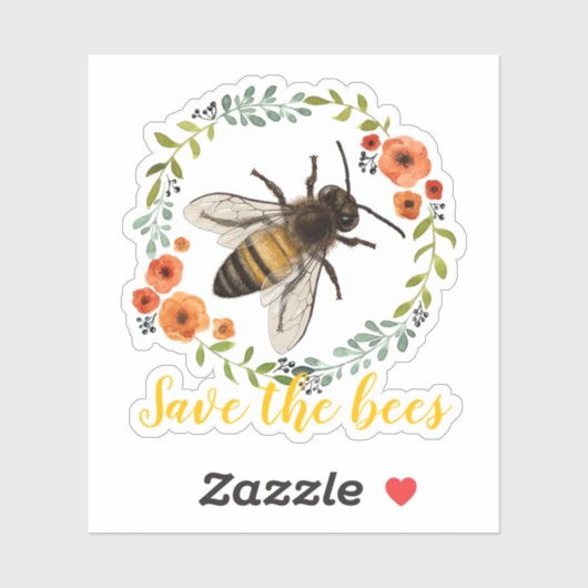 bloemenkrans Save the Bees Sticker (Vel)