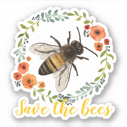  bloemenkrans Save the Bees Sticker (Voorkant)