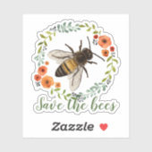  bloemenkrans Save the Bees Sticker (Vel)