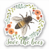  bloemenkrans Save the Bees Sticker (Voorkant)