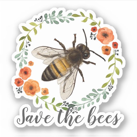bloemenkrans Save the Bees Sticker (Voorkant)