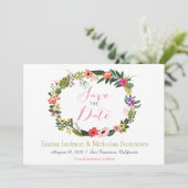 Bloemenkrans Save the Date Kaart (Staand voorkant)