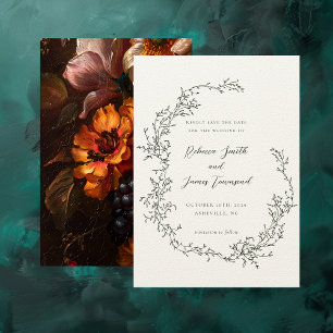 Bloemenkrans Schilderkunst Bruiloft in de herfst Save The Date