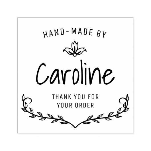 bloemenkrans script handgemaakt rubberstempel (Afrduk)