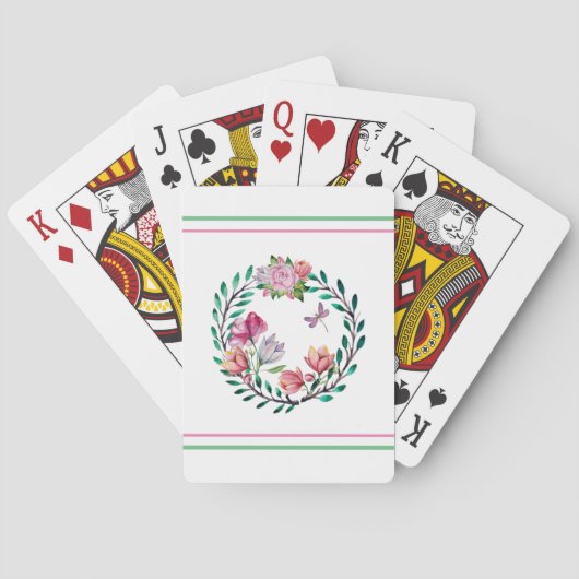 Bloemenkrans & Strepen Pokerkaarten (Achterkant)