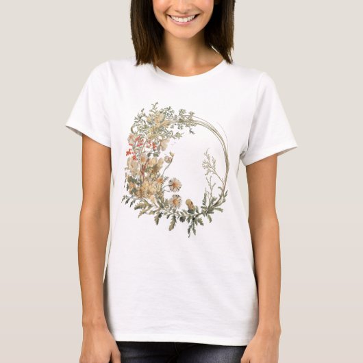 " Bloemenkrans T-shirt – Elegant Botanisch (Voorkant)