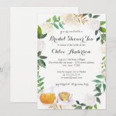 Bloemenkrans Teacup Bruids Douche Uitnodiging (Voorkant / Achterkant)