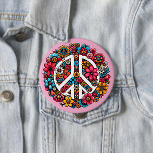 Bloemenkrans Teken Symbool Kleur Illustratie Kunst Ronde Button 4,0 Cm