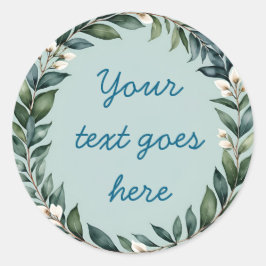 bloemenkrans tekst illustratie aquarel op maat  ronde sticker