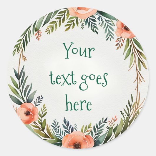 bloemenkrans tekst illustratie waterverf sticker (Voorkant)