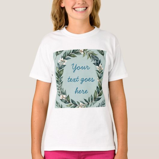 Bloemenkrans Tekst Illustratie waterverf T-shirt (Voorkant)