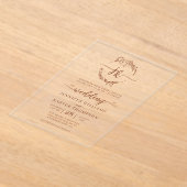 Bloemenkrans terracotta monogram foto bruiloft acryl uitnodigingen (Laagn)