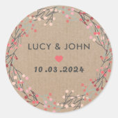  bloemenkrans trouwgunst ronde sticker (Voorkant)