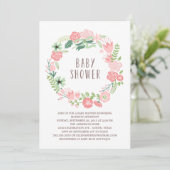 Bloemenkrans | Uitnodiging voor babyfeest (Staand voorkant)