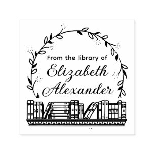 Bloemenkrans van bladeren #14 Boekenplank Biblioth Zelfinktende Stempel