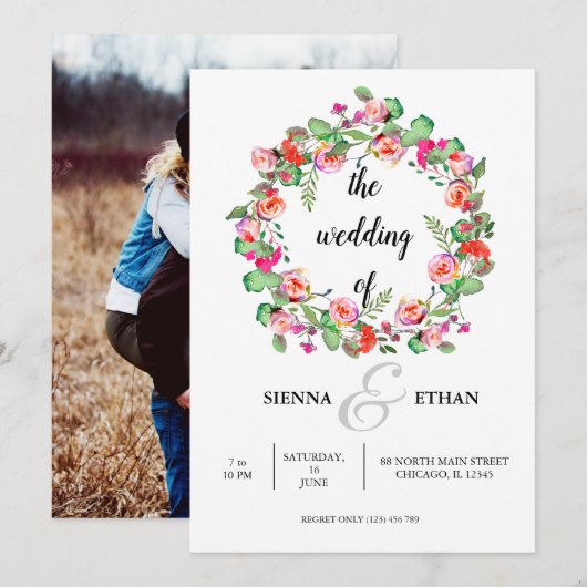 Bloemenkrans voor alle gelegenheden kaart (Voorkant / Achterkant)