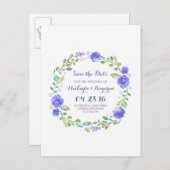 bloemenkrans waterverf bewaar de datum briefkaarte aankondigingskaart (Voorkant / Achterkant)