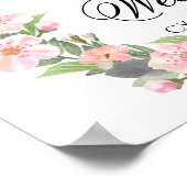 Bloemenkrans Welkom bij ons trouwposter bord Poster (Hoek)