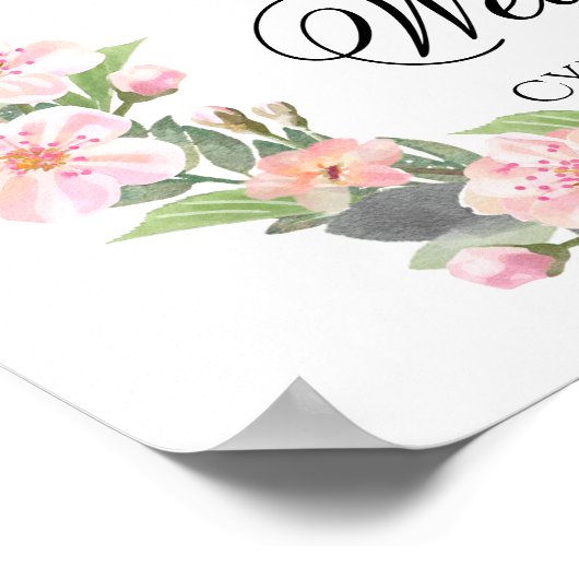 Bloemenkrans Welkom bij ons trouwposter bord Poster (Hoek)