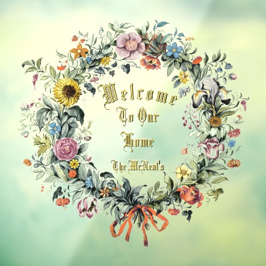 Bloemenkrans Welkom Sjabloon Raamsticker (Vel 3)