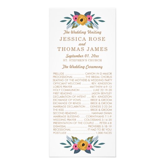 Bloemenkrans Wit Trouwprogramma Reclamekaart (Voorkant)