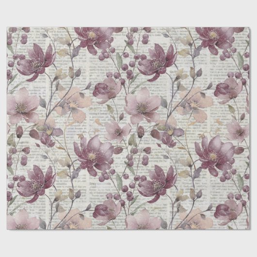  bloemenkrantenpatroon cadeaupapier (Vlak)
