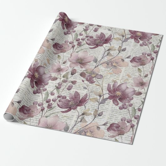  bloemenkrantenpatroon cadeaupapier (Uitgerold)