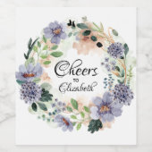 Bloemenkranz Bruiloftsborrel Wijn Etiket (Enkel label)