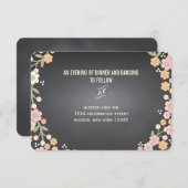 Bloemenkranz Charming Garden Bruiloftsreceptie Informatiekaartje (Voorkant / Achterkant)