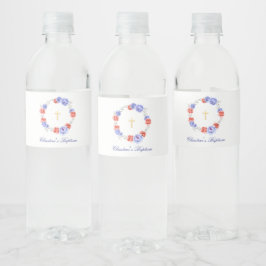 Bloemenkranz Pioen Doop Waterfles Etiket