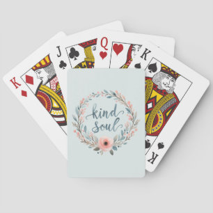 Bloemenkranz Waterverf Citaten met Vriendelijke Zi Pokerkaarten